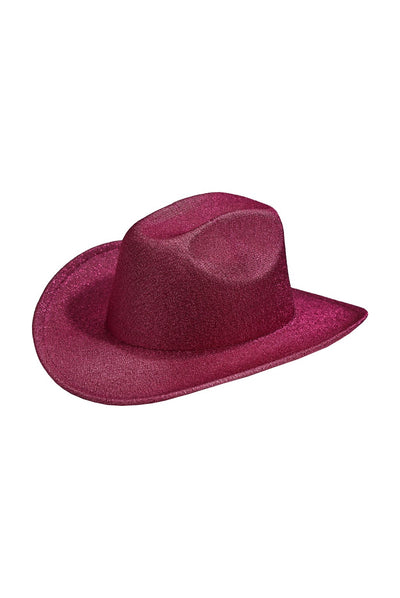 Adult's Hot Pink Glitter Cowboy Hat Costume Accessory