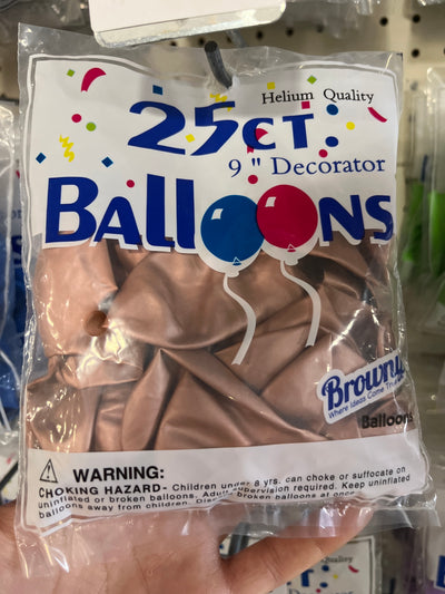 Browny Latex Balloons 9" Chrome  Rose Gold 25pcs
