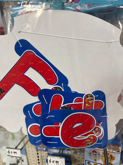 Letrero "Feliz Cumple" Paw Patrol Niño (x1u)