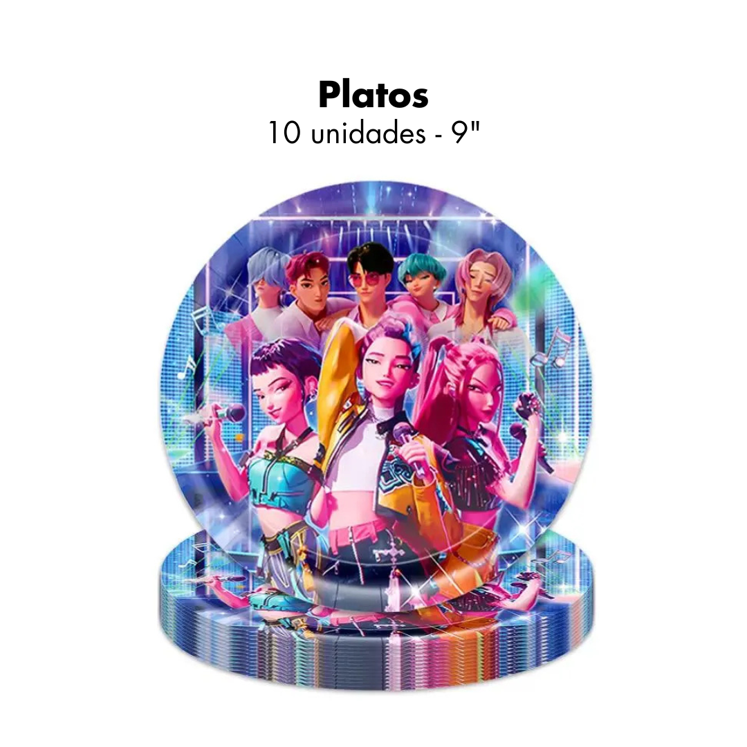 Platos Azul Kpop Demon Hunters 9" (x10u)