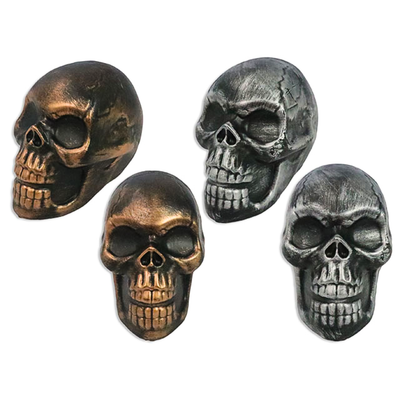 Decoración Mesa Calavera Metálica – Oro / Plata (x1u)