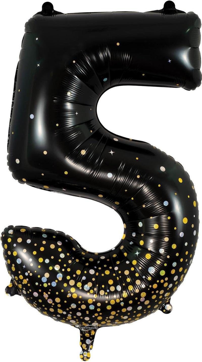 Holographic Black Gold #5 Foil Balloons 34