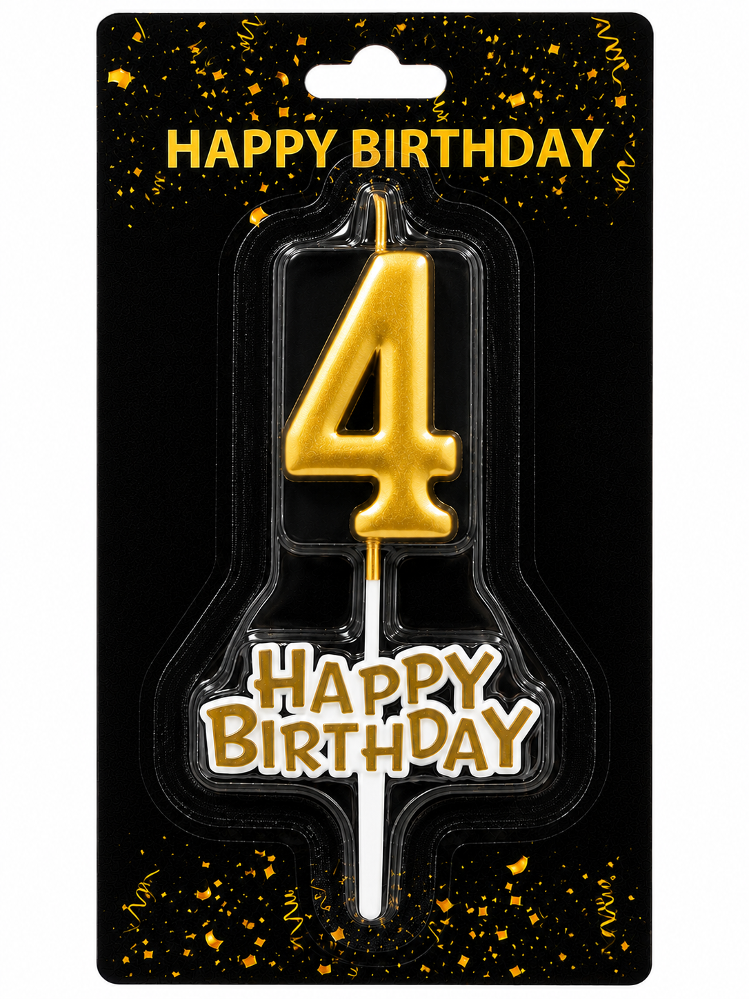 Happy Birthday Candle with Numbers Silver and Gold