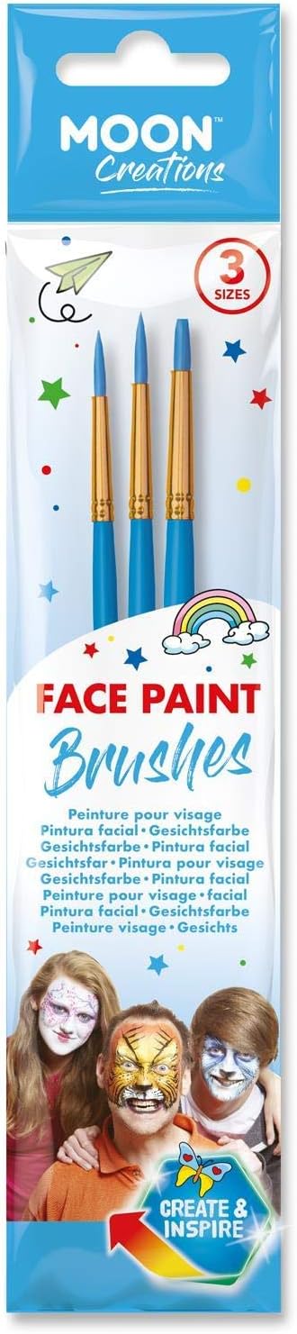 Pro Face Paint Brushes Blue 3 Pack