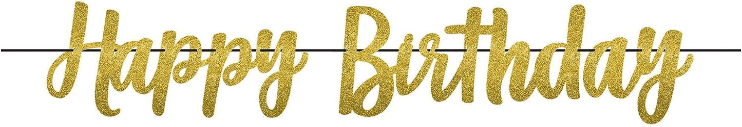 Gold Birthday Glitter Letter Banner 12ft (x1u)
