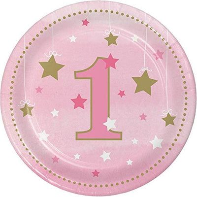 One Little Star Pink Platos 7" (x8u)