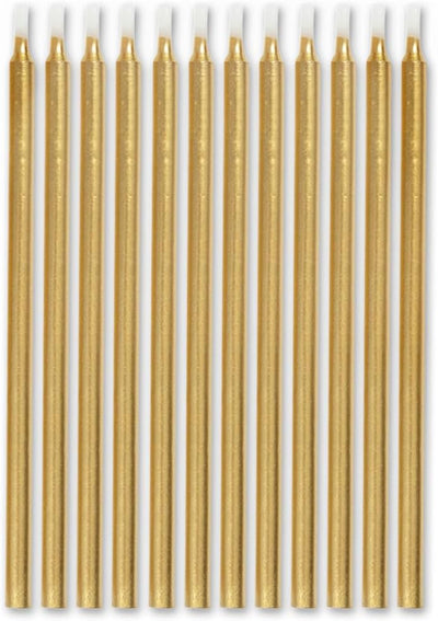 Gold Metallic Birthday Candles Velas 5" (x12u)