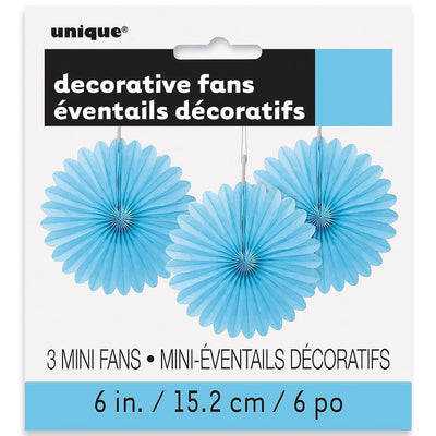 Paper Fans 6ct Power Blue