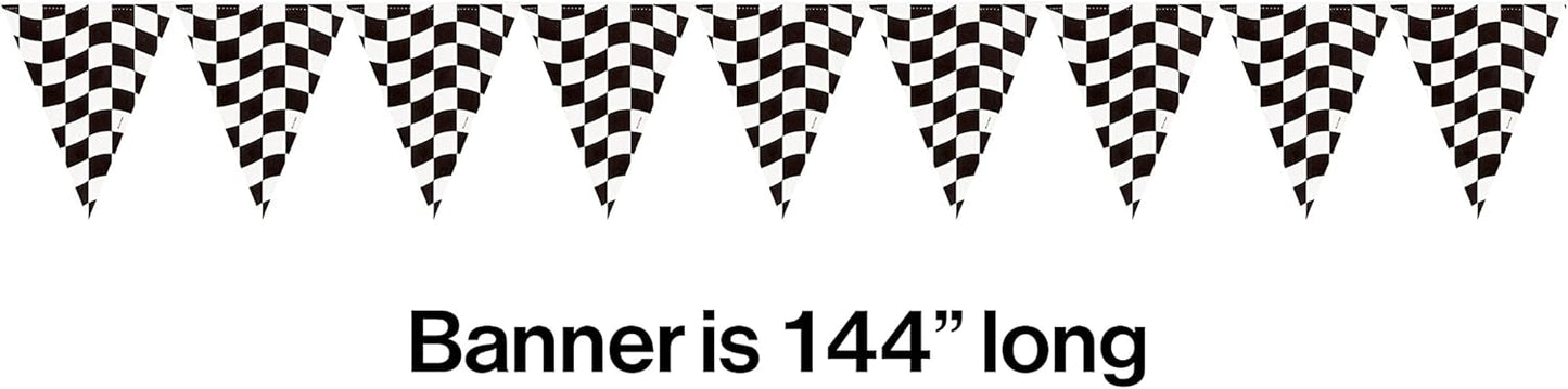 Black & White Checkered Racing Flag Banner 12ft (x1u)