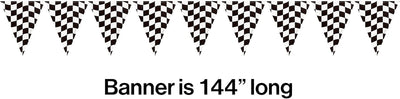 Black & White Checkered Racing Flag Banner 12ft (x1u)