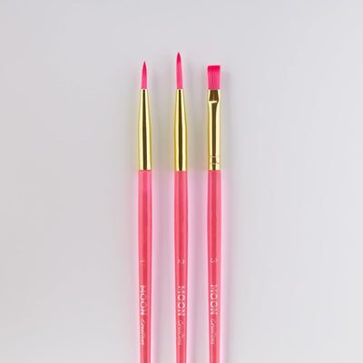 Pro Face Paint Brushes Pink 3 Pack
