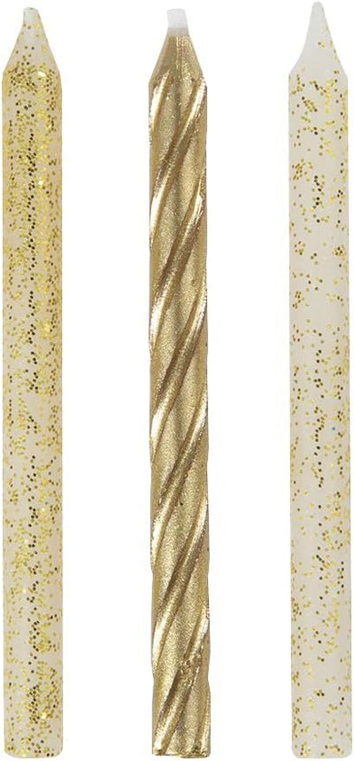 Glitter & Gold Spiral Candles (x24u)