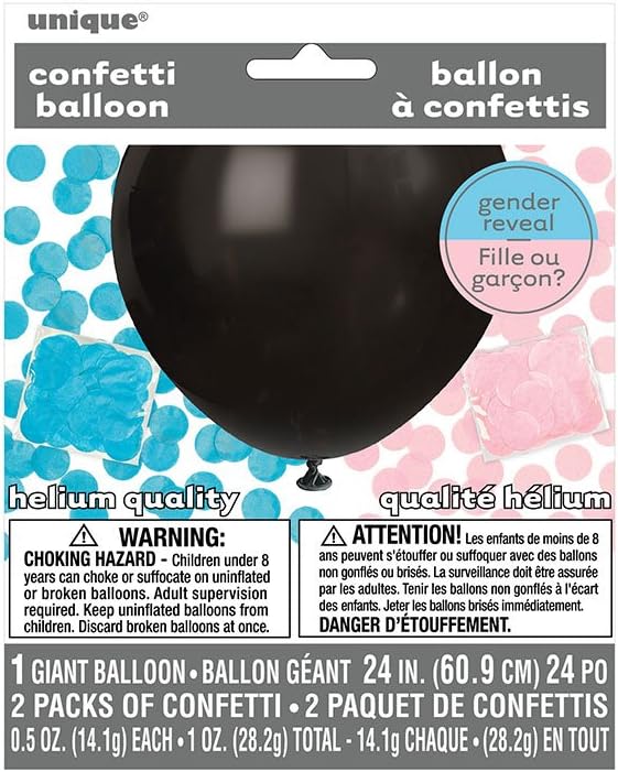 Gender Reveal Confetti Balloon Latex 24" (x1u)