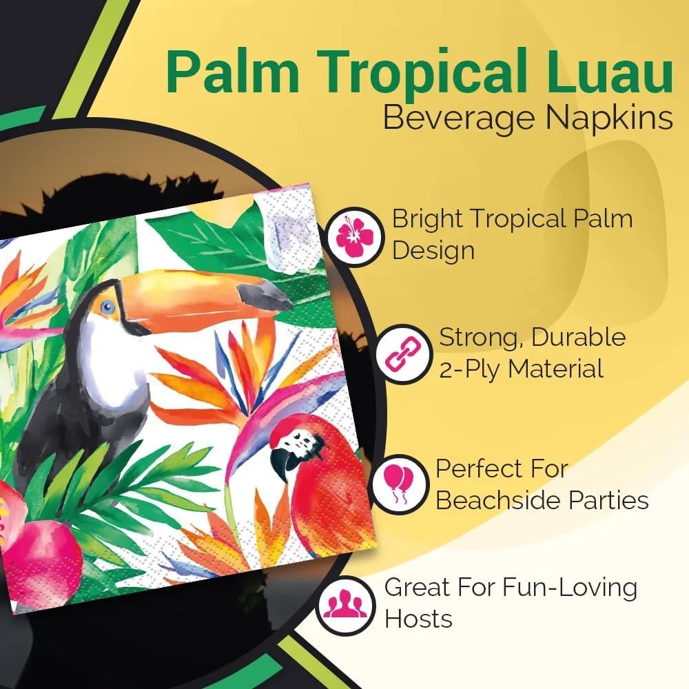 Palm Tropical Beverage Napkins (x16u)