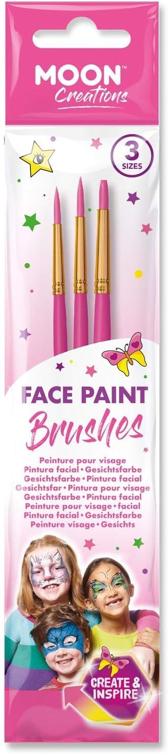 Pro Face Paint Brushes Pink 3 Pack