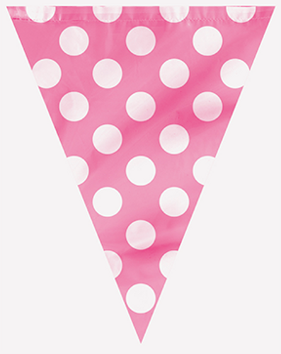 HOT PINK DOTS FLAG BANNER 12FT