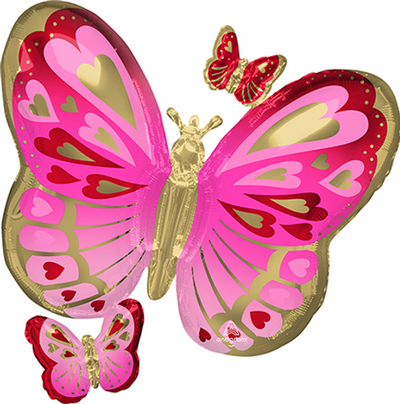 Super Shape Red, Pink & Gold Butterfly