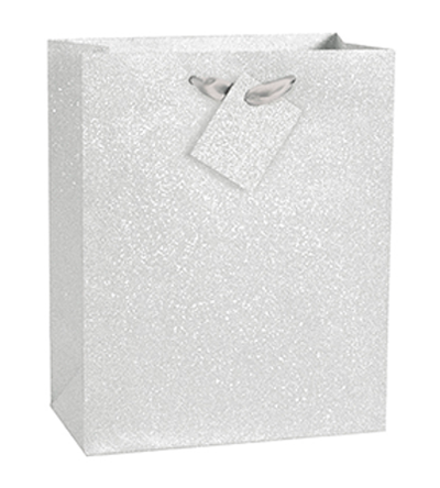 SILVER GLITTER MED GIFT BAG