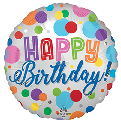 Happy Birthday Orbs Foil Balloon 18"