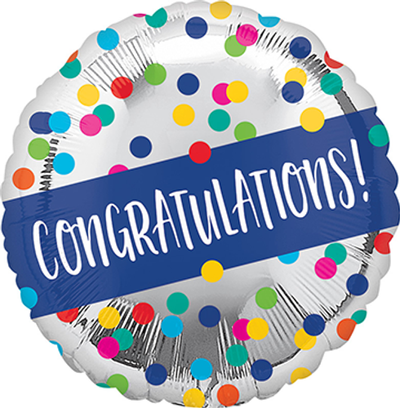 18” CONGRATULATIONS SILVER DOT