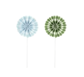 GARDEN PARTY PAPER FAN CAKE TOPPERS 8CT