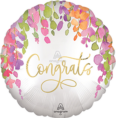 18" CONGRATS SATIN ROMANTIC FLORAL
