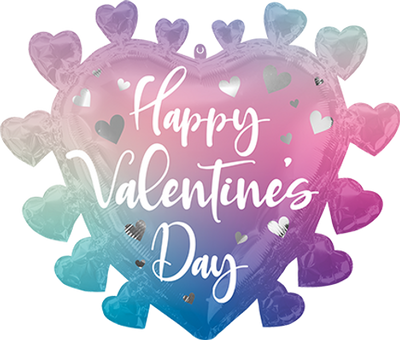 Happy Valentines Day Ombre Hearts Super Shape
