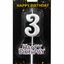 Happy Birthday Candle with Numbers Silver and Gold