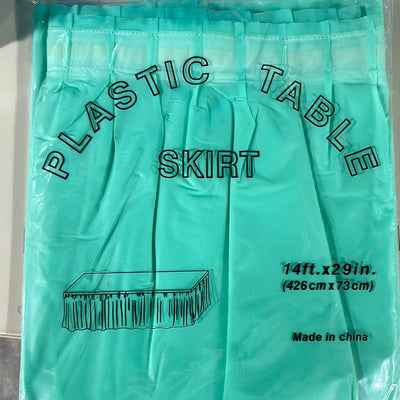 Plastic Table Skirt - Aqua