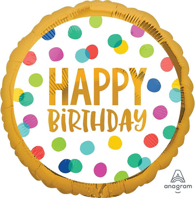 Happy Birthday Foil Balloons Gold Confetti
