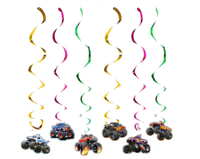 Monster Truck Birthday Decoration - Swirl (x6)
