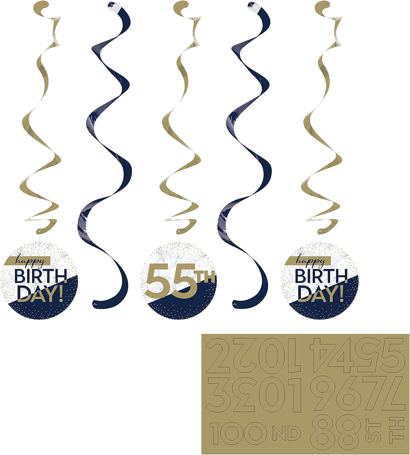Espirales Decorativos Personalizables Navy and Gold (x5u)