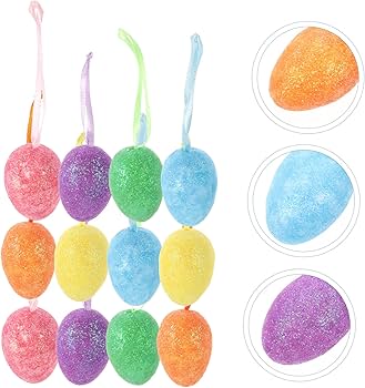 Glitter Foam Decorative Hanging Easter Eggs (x10u)