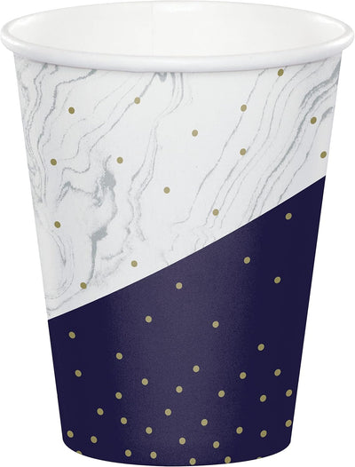 Navy and Gold Birthday Paper Cups 9oz (x8u)