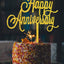 Cake Topper Happy Anniversary Gold