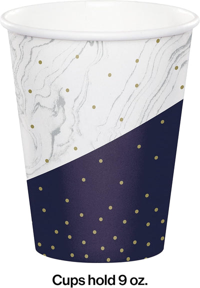 Navy and Gold Birthday Paper Cups 9oz (x8u)