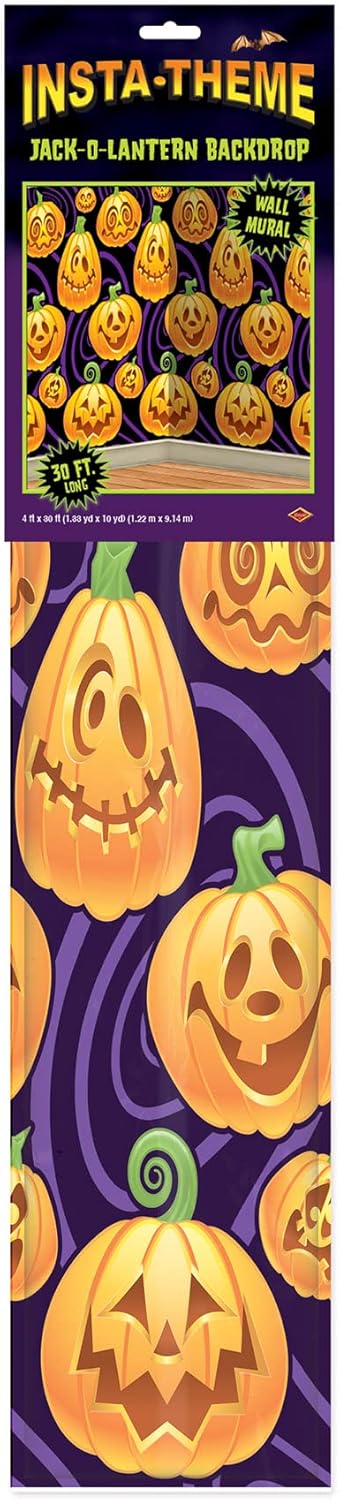 Halloween Jack-O-Lantern Backdrop Mural 30ft (x1u)