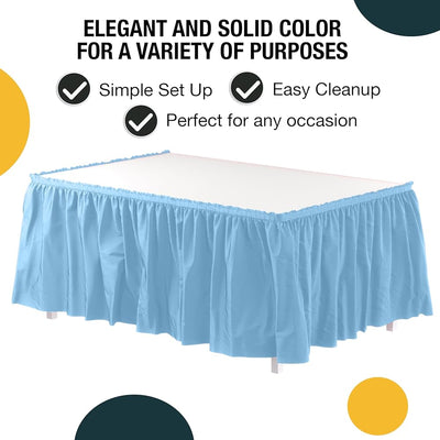 Plastic Pleated Tableskirt Sky Blue 14x29