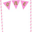 Cake Topper Pink Banner "One" Glitter (x1u)