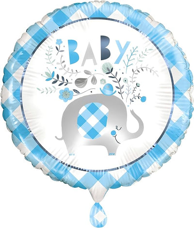 Globos Redondos de Elefante Floral de Papel de Aluminio Azul (18 pulgadas)