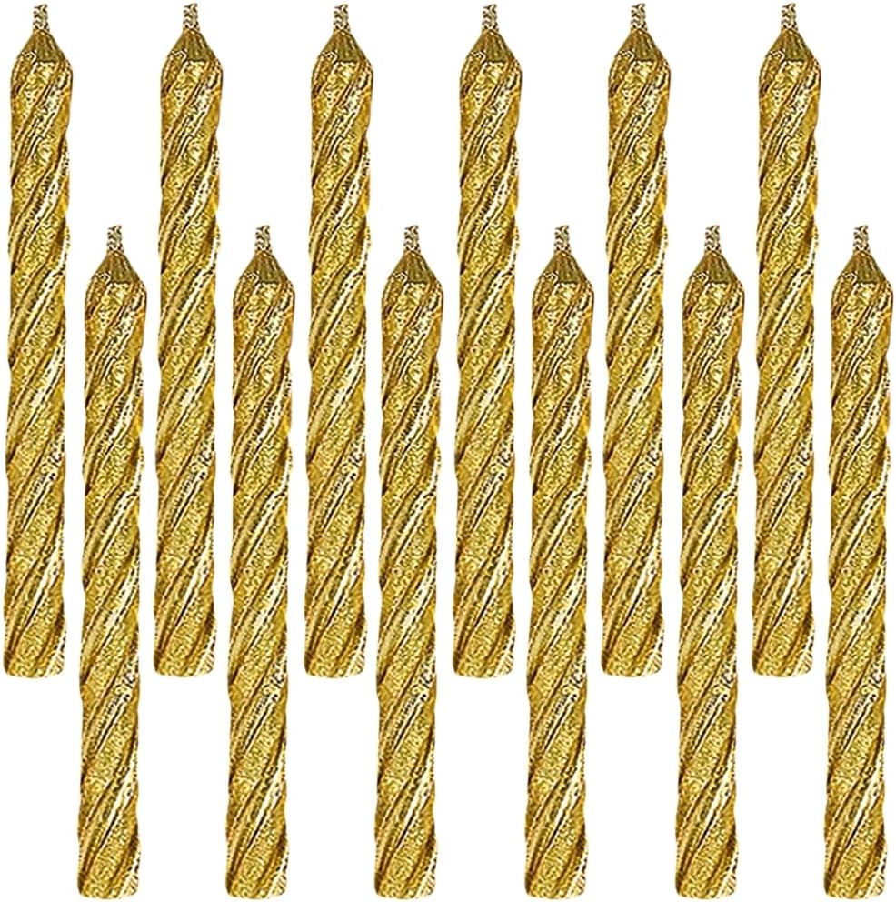 Gold Spiral Birthday Candles (x12u)