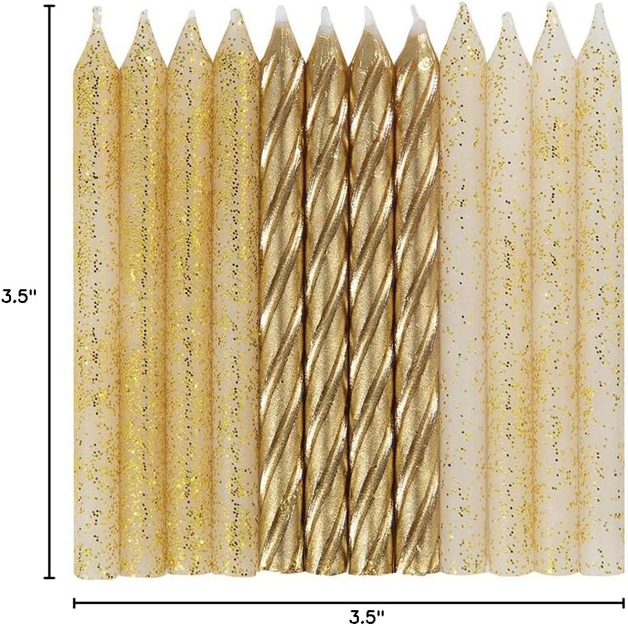 Glitter & Gold Spiral Candles (x24u)
