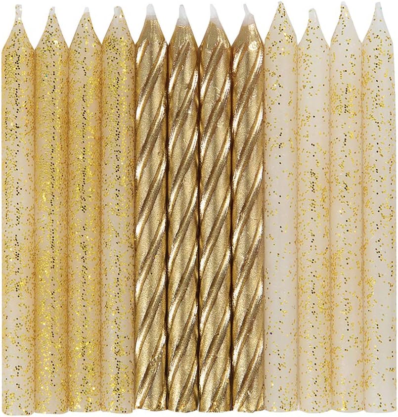 Glitter & Gold Spiral Candles (x24u)