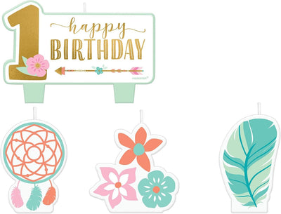 Boho One Birthday Candle Set (x4u)