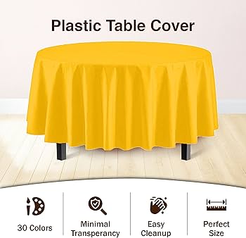 Plastic Tablecover Round Yellow 84”