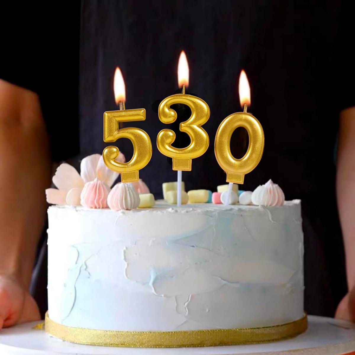 White Gold Birthday Number Candle (Select Number)