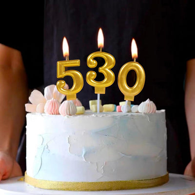 White Gold Birthday Number Candle (Select Number)