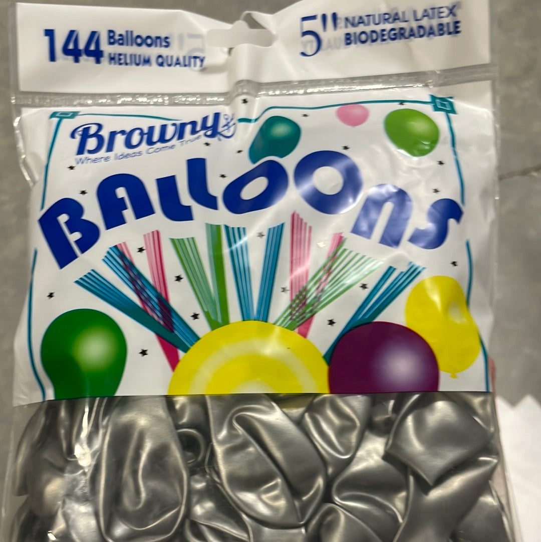 Globos 5” 144pcs - Metallic Silver
