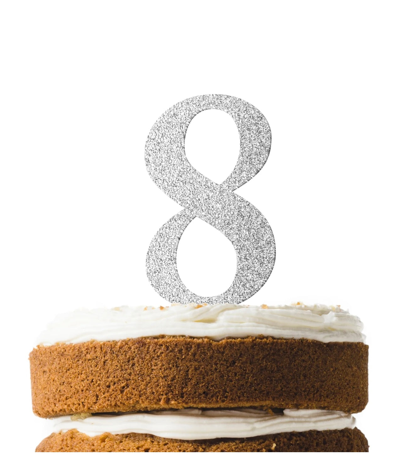Cake Topper Número Plateados 6ct