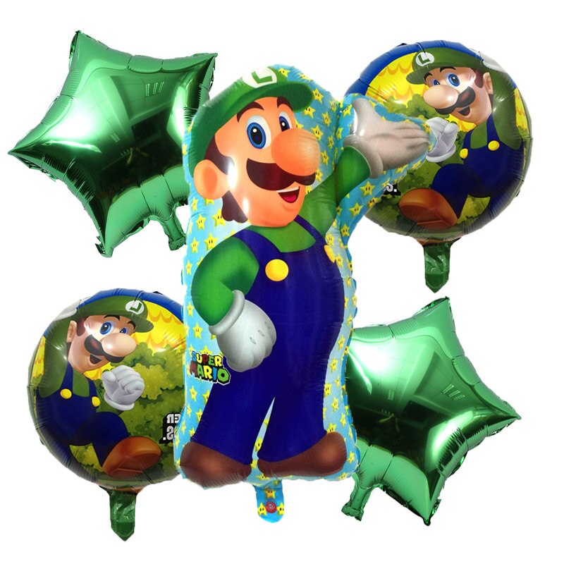 Luigi Mario Bros Foil Balloon Decorative Bouquet